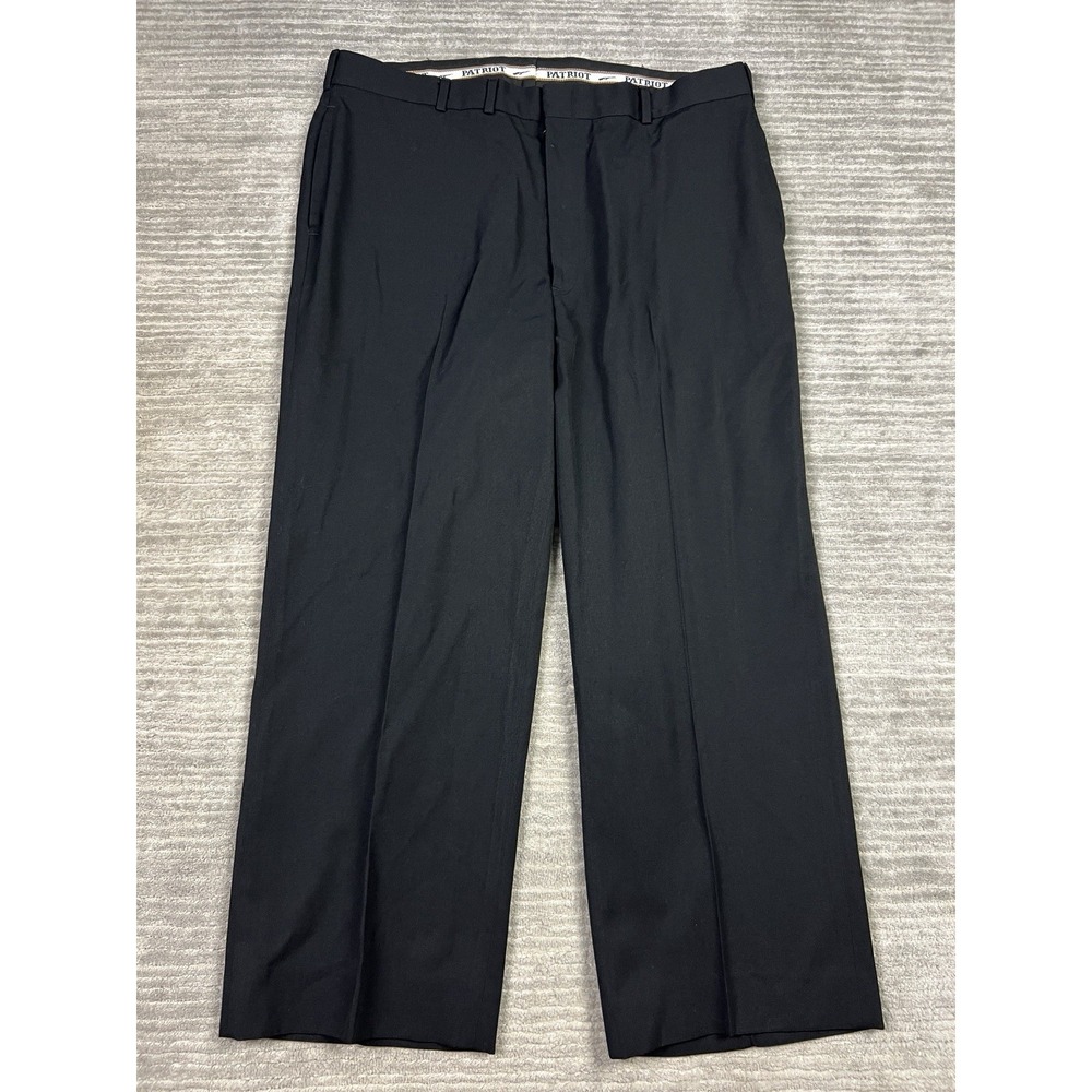 Patriot‎ Pants Mens 40 Long Black Flat Front Dress Wool Blend Made in USA
